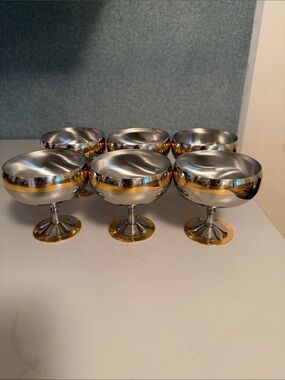 Zepter Stainless Steel Dessert Coupes with Gold Accents - Set of 6